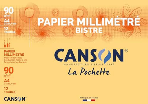 CANSON 200067115 Millimeterpapier, DIN A4, 90 g/qm, dunkelbraun
