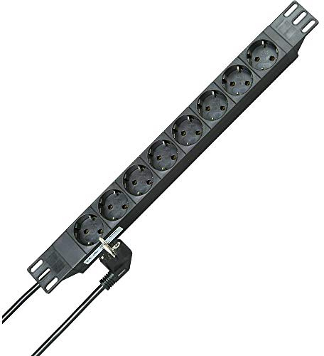Kopp 930805014 PROFIversal PA, 8-fach mit Schutzk.-Std., 45 Grad gedr. Töpfen, 5 mm², 2 m mit Schutzk.-Winkelstecker, 250 VAC, 16 Amp, Schwarz