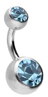 PIERCINGLINE Piercing de nombril en acier chirurgical avec 2 cristaux - Piercing Bananabell en couleurs stylées et 4 tailles, Stablänge: 6mm, Acier inoxydable, Cristal
