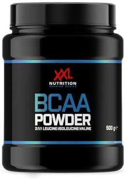 XXL Nutrition - BCAA Pulver 2:1:1 (Leucin, Isoleucin, Valin) - Essentiellen Aminosäuren - Green Apple - 500 Gramm