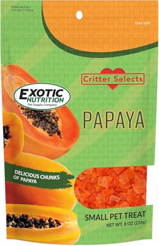 Exotic Nutrition Papaya Treat 1/2 LB - Healthy Natural Dried Fruit Treat - Rabbit, Guinea Pig, Hamster, Gerbil, Rat, Parrot, Sugar Glider, Squirrel, Birds & Small Pets