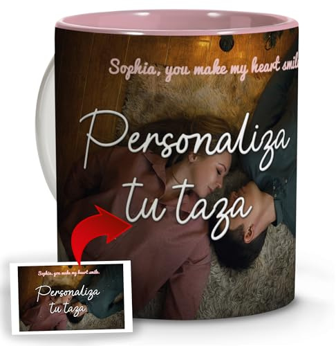 Taza Personalizada con Foto y Texto. Regalos Originales para Mujer. Regalo para el Día de la Madre Foto. Regalos Originales para una Madre. Día de la Madre Regalo Personalizado. Interior Rosa