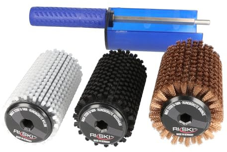 RiSki Rundbürsten Set 5-teilig für Alpinski, Langlaufski und Snowboard 100mm - Rotorbürsten Ski Set
