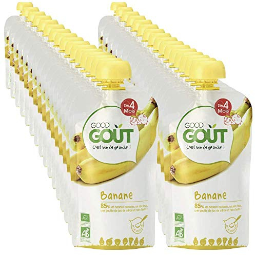 Good Goût - BIO - 32 Gourdes Banane + 8 Baby-Clips (Pack De 8x4)