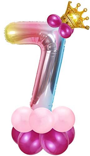 Zahlen Luftballon Rosa, Riesige Folienballon 7, Zahl Luftballon Deco 7. Geburtstag, Bunt Folienzahlen Ballons, Ballon 7 Jahre Mädchen, Helium Zahlenballon für Party, Birthday, Dekoration