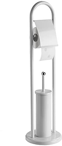 Metlex WC Garnitur 2-in-1 Toilettenbürste- und Toilettenpapierhalter, H79 cm, austauschbarer Bürstenkopf, Weiß.