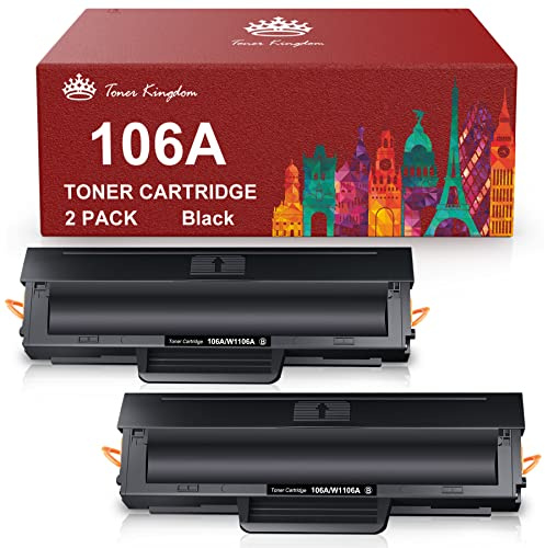 Toner Kingdom 106A (Con Chip) Cartucce di Toner di Ricambio per HP 106A W1106A Compatibile per HP Laser 107a 107r 107w MFP 135a MFP 135w MFP 135r MFP 137fnw MFP 135wg MFP 137fwg (2 Nero)