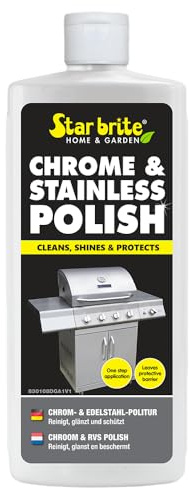 STAR BRITE Chrom & Edelstahl Politur – Stellt Glanz wieder her & schützt vor Rost – Für Edelstahl, Chrom, Kupfer, Messing & mehr – Ideal für BBQs & Außenküchen – 237 ml