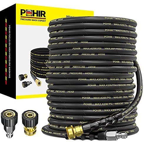 POHIR Hochdruckreiniger-Schlauch, 3.9 m, Hochdruckreiniger-Schlauch mit 3/8 Zoll Schnellverbinder, kompatibel M22 14 mm, Schlauch für Hochdruckreiniger 4200 PSI