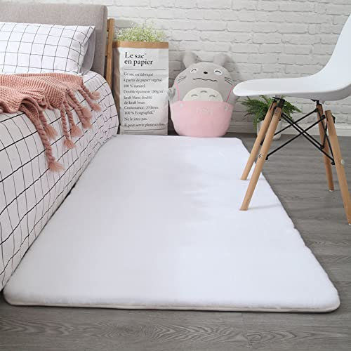 Weißer Hochflor Teppich wohnzimmerteppich Langflor - Teppiche für Wohnzimmer flauschig Shaggy Schlafzimmer Bettvorleger Carpet,160 x 230 cm
