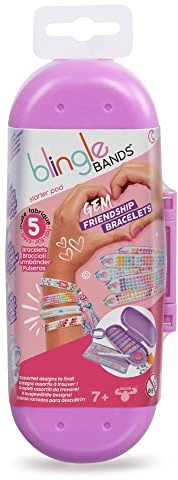 Blingle Bands Starter-Pack, Starter Pod mit 5 Bändern für Freundschaftsarmbänder mit Edelsteinen, bis zu 6 Farben, Deluxe Studio-Ergänzung, kreative Bastelarbeiten, 7 Jahre, Famosa (BLG01000)