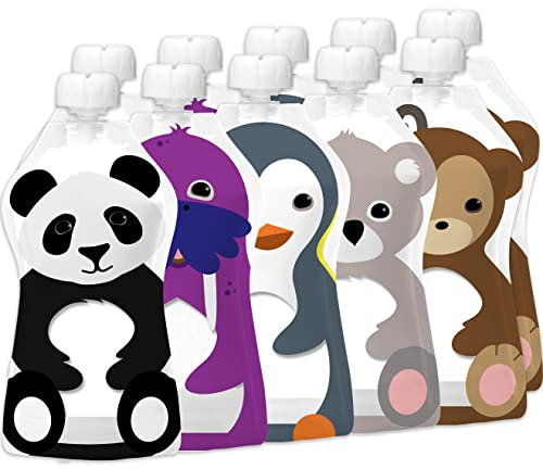 SQUOOSHI Wiederverwendbare Beutel für Babynahrung – 142 ml – 10 große Beutel – Babynahrung Aufbewahrung – Beutel Kleinkind – nachfüllbarer Quetschbeutel für Kinder