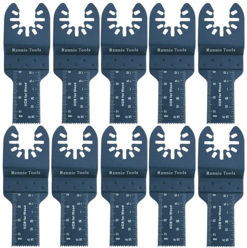 Rennie Tool 10 x 20mm Wide Multi Tool Blades/Wood Cutter Saw Blades Set | Compatible with Dremel Fein Multimaster Makita Milwaukee Ryobi Dewalt Multitools Etc Oscillating Cutter Saw Set