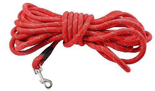 Bobby Walk 10 M Lunghina hund 10 meter/tjocklek 1,2 CM, Rörformigt hundkoppel Tubulärt Nylon, Röd