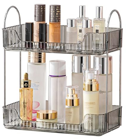 CESTATIVO Make up Organizer, Kosmetik Organizer, Beauty Organizer, Hautpflege Organizer für Badezimmer (2 Schichten, Grau)