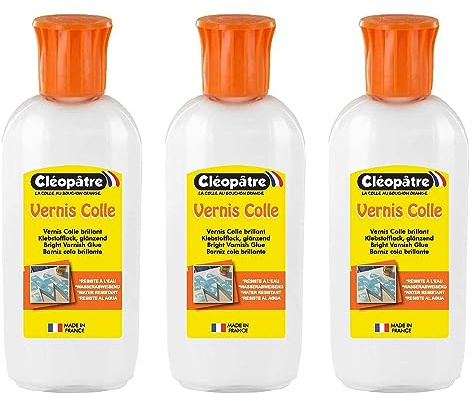 CLÉOPÂTRE Lot de 3 Vernis Colle Brillant en 100g