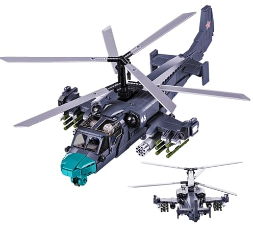Tarcury Kamov Ka-52-spaningsattackhelikopter, byggleksak, arméset med 913 delar, skala 1:30, inklusive 2 leksakssoldater, skoj för barn och vuxna