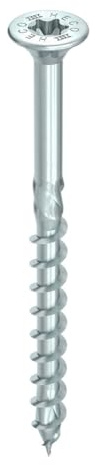 HECO-TOPIX-plus, Senkkopf mit Fräsbeuteln, T-Drive, T-25, Teilgewinde, blau verzinkt, A3K, VARIANTA- 5,0 70 200-62255