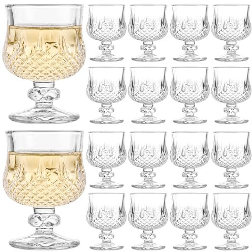 VIDETOL 18 vasos de chupito de cristal, 45 ml, vasos de cordial transparentes, vasos de chupito vintage para tequila, brandy y jerez