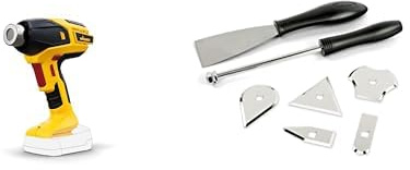 WAGNER Pistolet à air chaud sans fil Furno 550.,avec affichage LED + Pro Advanced set de grattoirs peinture pour pistolets à air chaud FURNO, 5 lames incluses