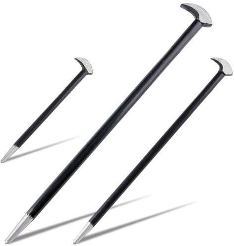 LEONTOOL 3PCS Rolling Head Pry Bar Set Heavy Duty Indexing Pry Bar Set for Automotive Machinery Aligning & Prying, 6 Inch 12 Inch 16 Inch Automotive Pry Bars Hand Tool Pry Tool, Carbon Steel