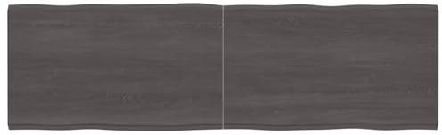 CIADAZ Tischplatte Dunkelgrau 200x60x4 cm Eichenholz mit Baumkante, Arbeitsplatte, Holzplatte, Schreibtischplatte, Waschtischplatte, Küchenarbeitsplatte