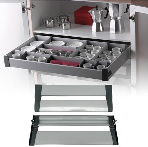 Evotrade Delinia Leroy Merlin (låg/hög framsida, 270/480 mm styrskenor) för badrum och köksmöbler totalt utdragna (hög framsida 550 mm)