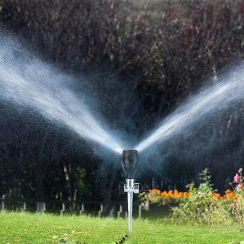 XNSHUN Rotating Tripod Sprinkler Impulsregner Mit Stativ, 360 Grad Automatisch Rotierende Bewässerungssprinkler, Teleskopstativsprinkler Für Große Flächen, Hof, Garten, Rasen (Einzelbein aus Metall)