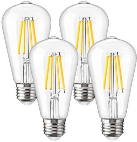 Genixgreen E27 LED Glühbirne Dimmbar 12Watt 2000Lumens Edison Vintage Energiesparlampe Ersatz für 100W 120W Glühlampe, Warmweiß 2700K Leuchtmittel für Tägliche Beleuchtung.Kein Flackern,230V,4Stück
