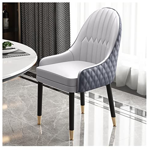 Esszimmerstuhl für die Küche, Ledersessel, Lounge-Thekenstühle für das Wohnzimmer, Balkonsofa, Beine aus Massivholz, Akzentstühle, Schminkstuhl mit Rückenlehne für das Esszimmer (Farbe: Grau