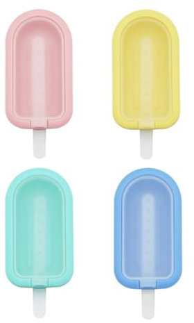 Set Of 4 Colorful Silicone Ice Lolly Moulds Easy Releases Popsicles Maker Ice Cream Molds Convenient Kitchen Tool