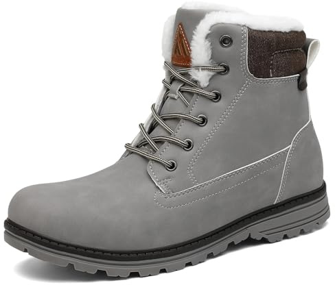 Mishansha Uomo Stivali da Neve Donna Scarponcino Invernali Caloroso Unisex Trekking Scarpe Inverno Outdoor Antiscivolo, Grigiochiaro 42 EU