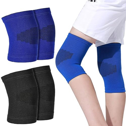 ZcrPrn 2 Pairs Knee Support, Kids Knee Sleeve, Youth Knee Compression Sleeve Nylon Children Knees Braces Pads Boys & Girls for Cycling Running Sports Climbing and Outdoor Activities
