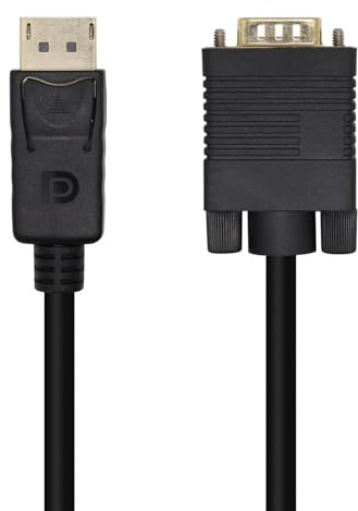 VoltShine Cable conversor DisplayPort a VGA, negro, 3.0 m, ideal para conectar dispositivos con DisplayPort a monitores VGA.