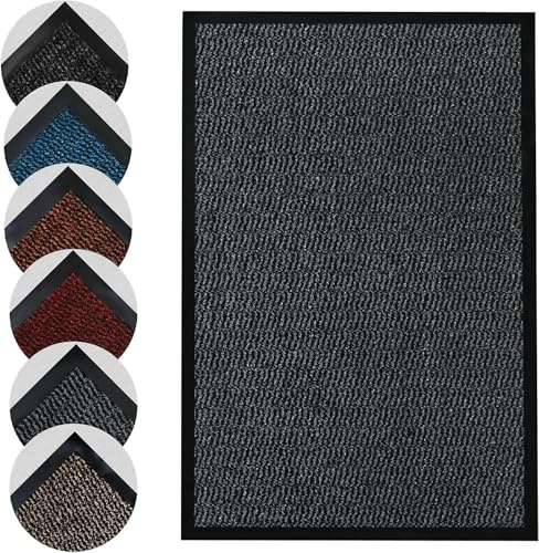 X11 Homeware Door Mat Indoor - Large Non Slip Floor Mat – Heavy Duty Rubber Backed Doormats – Washable Dirt Trapper Mats – Non Slip Door Mats for Inside, Entrance, Back & Front Door (Grey, 50x80 cm)