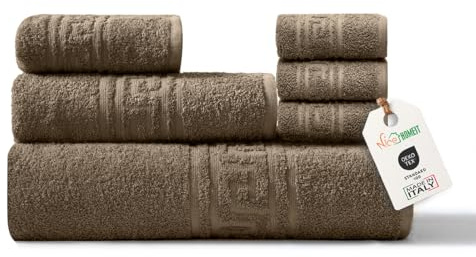 nice homeit Set Asciugamano in 100% Cotone - 100 x 150 cm - Set di Asciugamani per Bagno Extra Grande - Morbidi ed Altamente Assorbenti- Made in Italia - Marrone