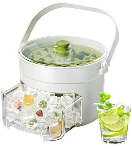 Double Layer Cubes 64 Cubes - Press Design Ice Cubes, Leak-Proof Silicone Containers for Camping Picnic | BPA Free with Handle Lid for