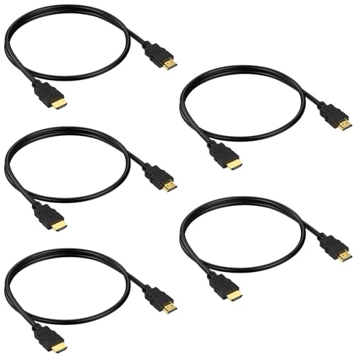 Short HDMI Cable 1 Foot 5-Pack, HDMI Patch Jumper Cord Male 4K@60Hz, Shielded HDMI CL3 Rated Computer Monitor Cord With HDCP 2.2, HDR, 3D, ARC for Splitter, Switch,KVM,TV, Docking Station, PC, Monitor