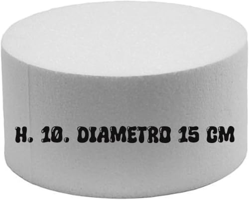 Generico Base Rotonda in Polistirolo per Torte Decorative, 15 cm Diametro x 10 cm Altezza, Bianco