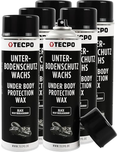 TECPO Cera protettiva per sottoscocca spray, 6 X 500 ml, protezione per sottoscocca cera, protezione anticorrosione