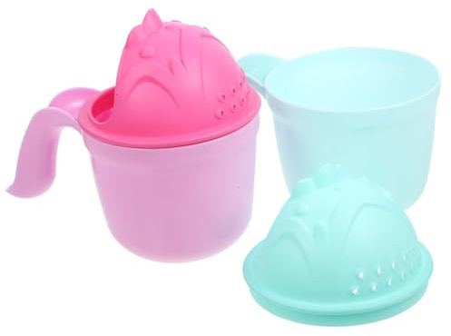 UTHCLO 2 Stück Badewannen Wasserfall Spülbecher für Babys mit Ergonomischem Griff aus Pp Platzsparend Lustiges Cartoon Design für Baden und Haare Waschen