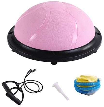 Oshhni Balance Ball Workout Equipment Hemisphere Halber Gymnastikball mit Widerstandsbändern und Luftpumpe für Core-Training Tanzen, Rosa
