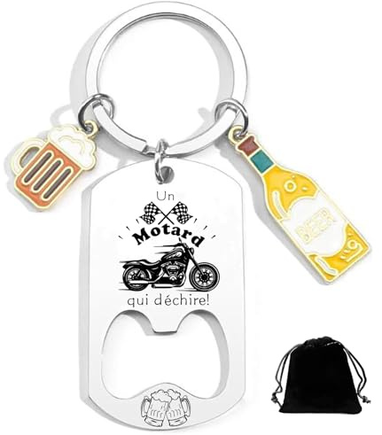 MNBVBV Décapsuleur Moto Porte clef Cadeau pour un Motard - Ouvre Bouteille Moto Original Cadeau Motard Homme Humoristique pour Anniversaire, Noël