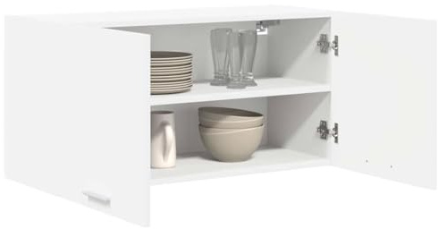 vidaXL Hängeschrank mit Speicher Weiß 80 x 31 x 40 cm Holzwerkstoff, Großzügiger Stauraum, Moderne Küchenschränke, robust, rechteckiges Design, clevere Innenorganisation