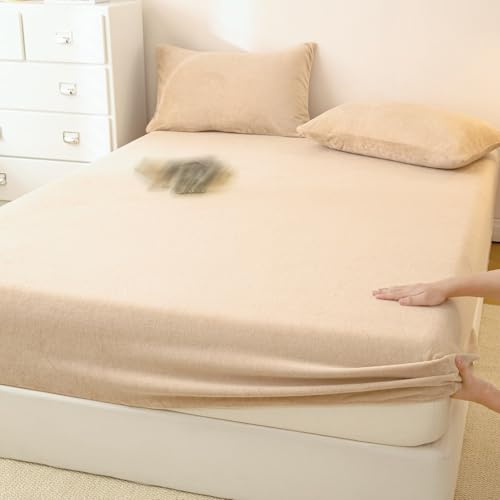 JIANINGHOME Sábana bajera ajustable de felpa, 90 x 200 cm, de felpa mullida, cálida para invierno