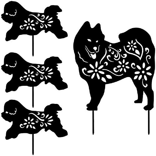 Ornament,Metal Dog Garden Statue Animal Silhouette Garden Stakes Decorative Yard Lawn Ornaments Home Outdoors Gifts For Dog Lovers,Black