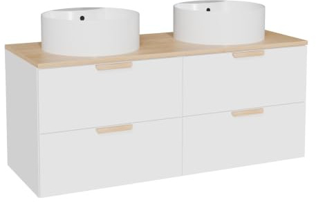 Vente-unique - Doppelwaschtisch Avoreli -L 120cm x B 46cm x H 50cm- Holzspan - weiß