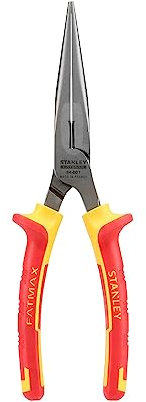 Stanley 0-84-007 Maxsteel VDE Straight Nose Plier, Yellow/Red, 200 mm