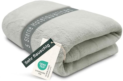 ZOLLNER Kuscheldecke flauschig in 150x200 cm - super kuschelige und warme Sofadecke - waschbar bis 95°C - atmungsaktive Mikrofaser in hellgrau - Hotelwäschequalität - Oeko Tex® Zertifiziert