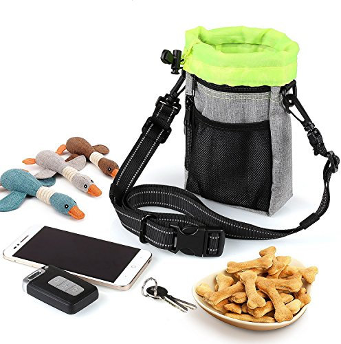 zunea Hunde Leckerli Futter Tasche mit integriertem Hundebeutel Spender Mehrzweck Freisprecheinrichtung Pet Training Bag mit Schultergurt/Taille für leicht trägt Schlüssel Hundespielzeug Kibble Snacks